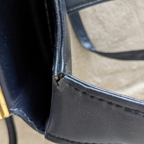 Vintage 90s Navy Faux Leather Bag - Picture 8 of 11